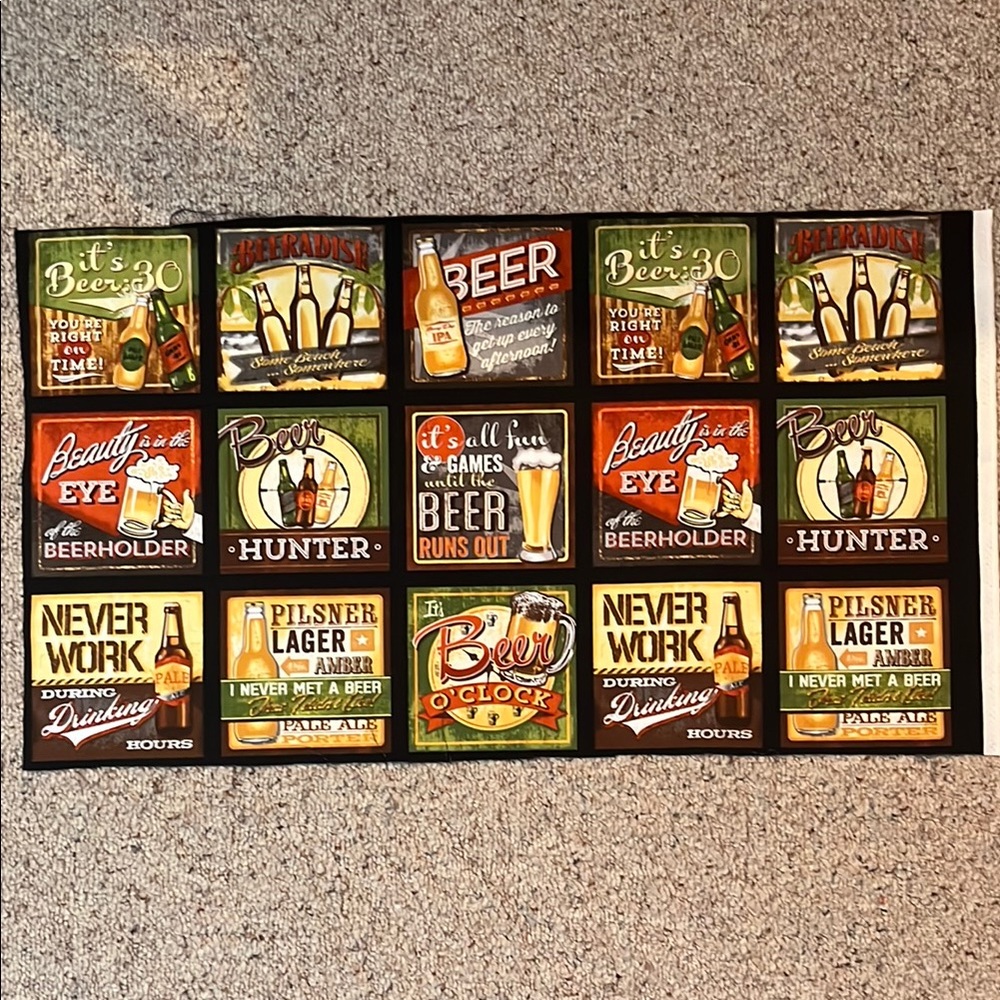 Funny Cute Beer Themed Fabric Panel Quilting Quilt Squares Appliqués